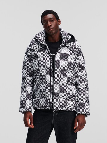 Karl Lagerfeld Winterjacke 'Check Down' in Schwarz: predná strana