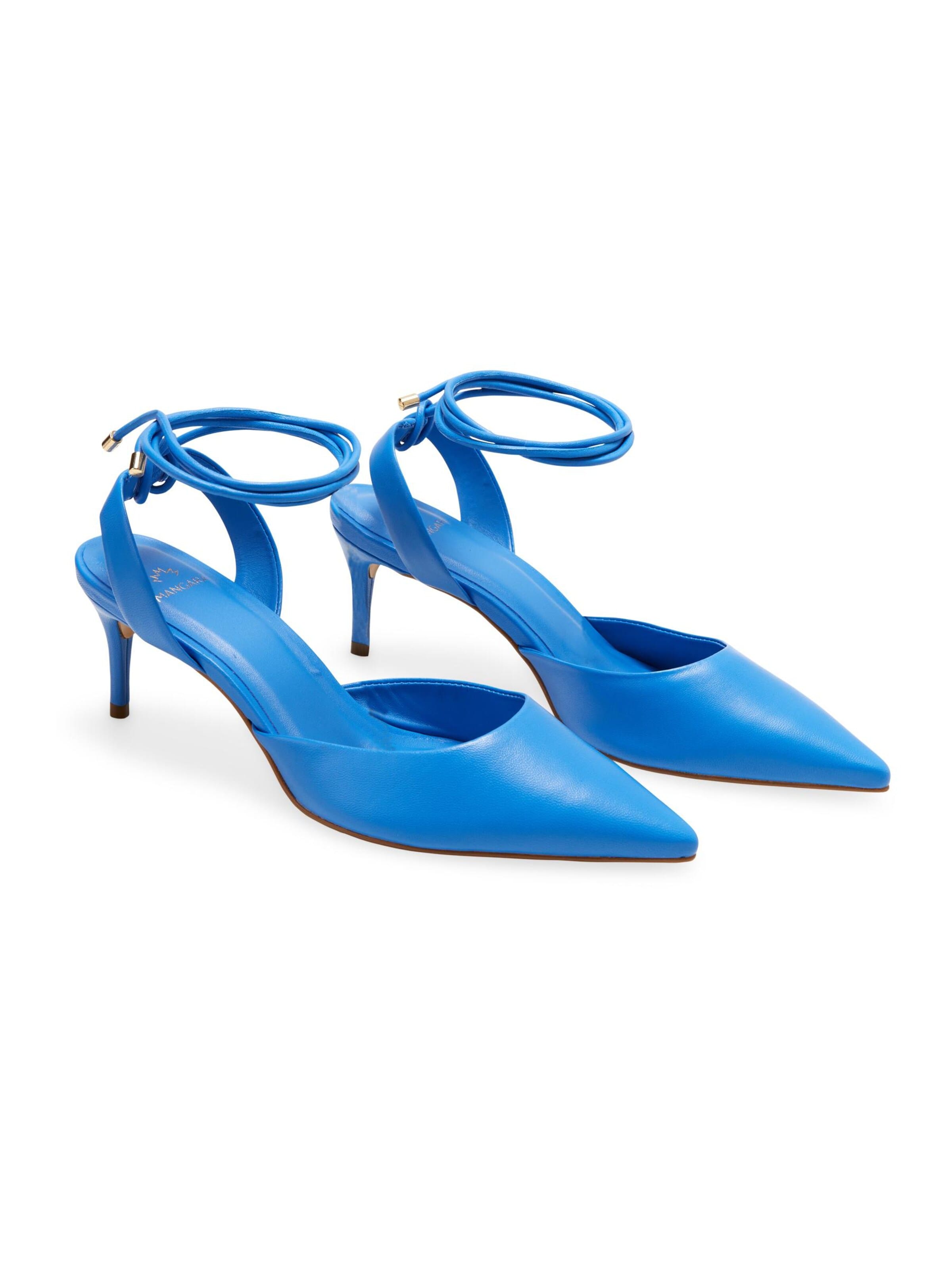 Mangara Atelier - Zapatos destalonado 'Jaborandi Damen Slingback Pumps Leder Blau Stiletto 6,5 cm' en azul