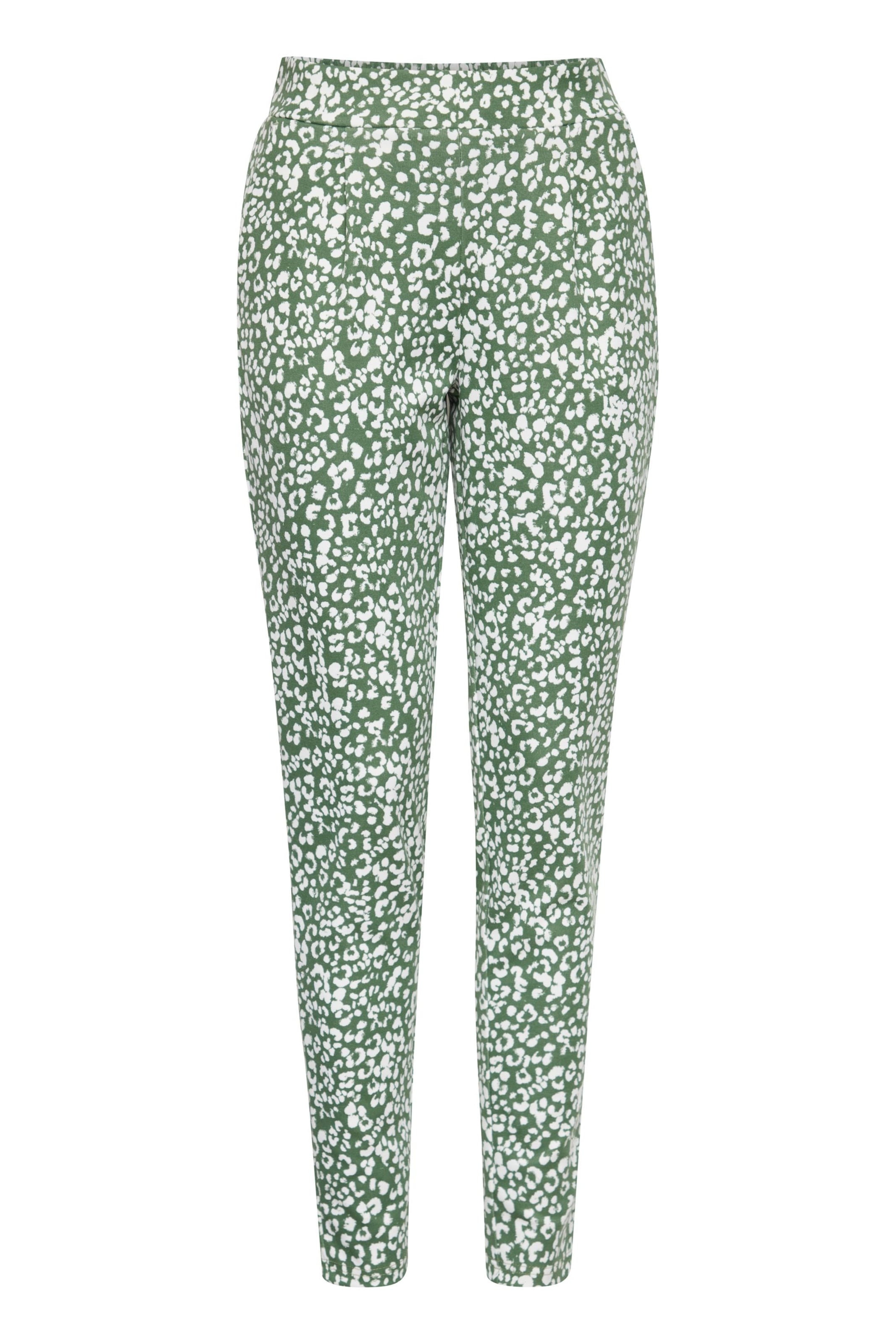 Coupe slim Pantalon 'IHKate' ICHI en vert : devant