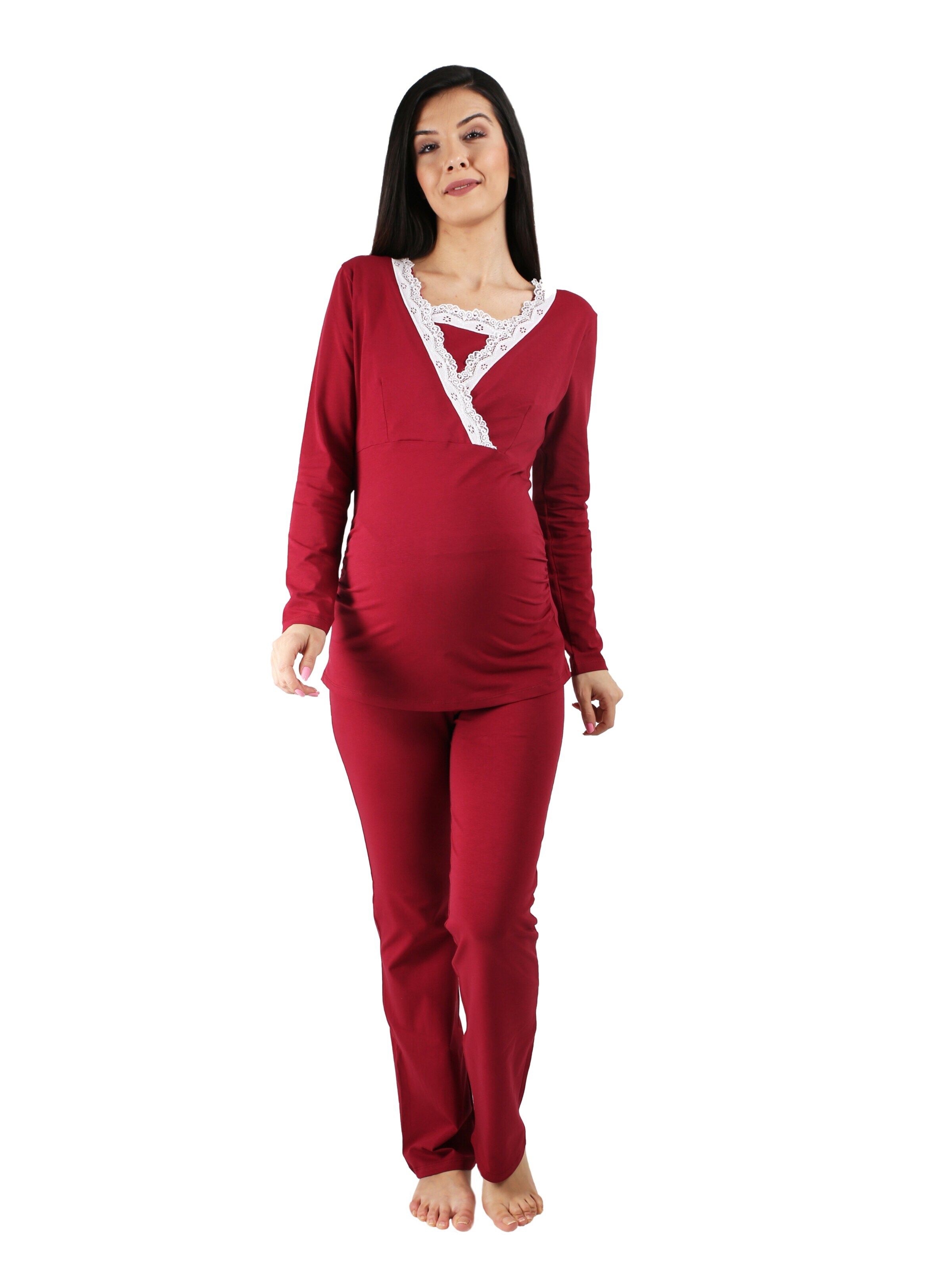 M.M.C. Pajama 'Spitze Umstandspyjama' in Red