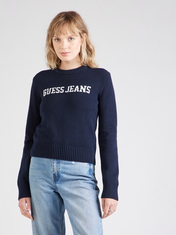 GUESS JEANS Sweter w kolorze niebieski: przód