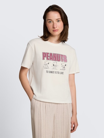 Tricou 'Peanuts' de la TOM TAILOR DENIM pe alb: față