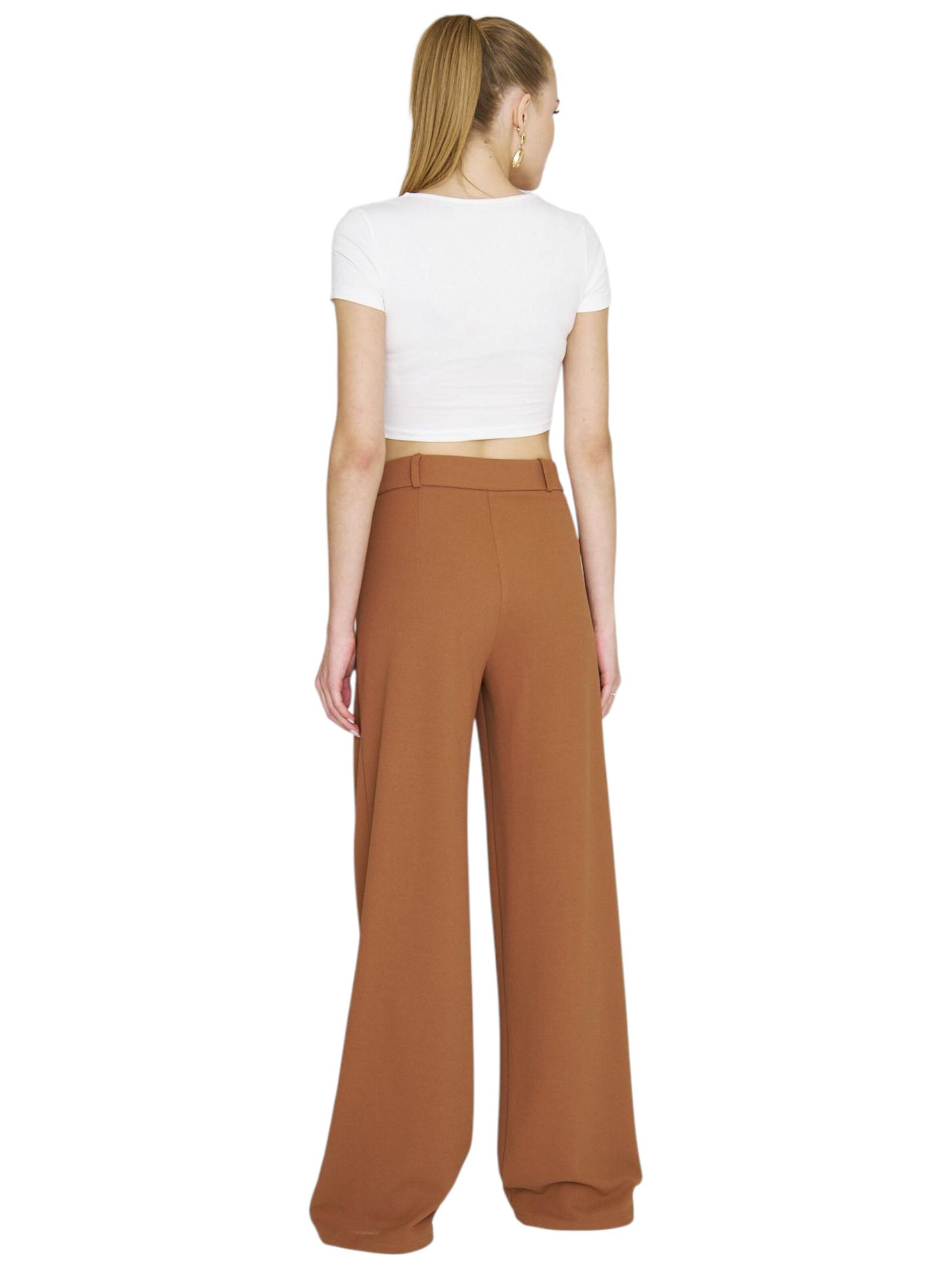 fashionshowcase Wide Leg Bukser med lægfolder 'Seyra' i brun