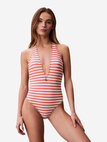 Calvin Klein Jeans Triangel Badpak 'PLUNGE ONE PIECE LV00Q61216' in Oranje