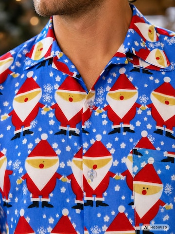 Regular fit Camicia 'Christmas Santa Allover' di King Kameha in blu