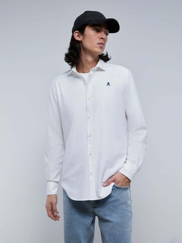 Scalpers Regular fit Button Up Shirt 'Oxford Peach F' in White: front