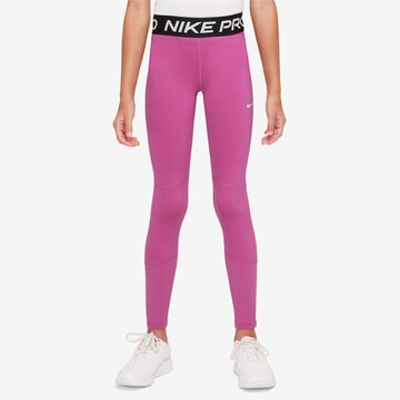 NIKE Skinny Workout Pants 'Pro' in Pink: front