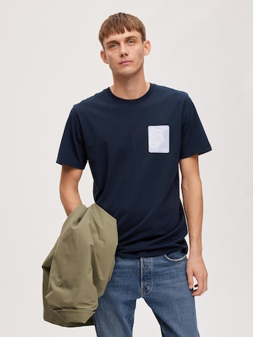 T-Shirt 'Corey' SELECTED HOMME en bleu