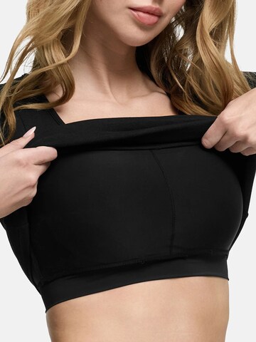 cfab (formerly creamy fabrics) Top 'Cotton Long Sleeve mit integriertem Wireless Bra' in Schwarz