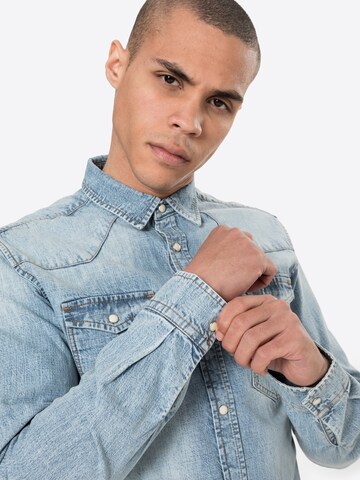 Redefined Rebel Regular fit Button Up Shirt 'Jeremy' in Blue