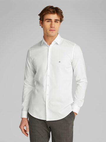 Calvin Klein Slim fit Srajca | bela barva: sprednja stran
