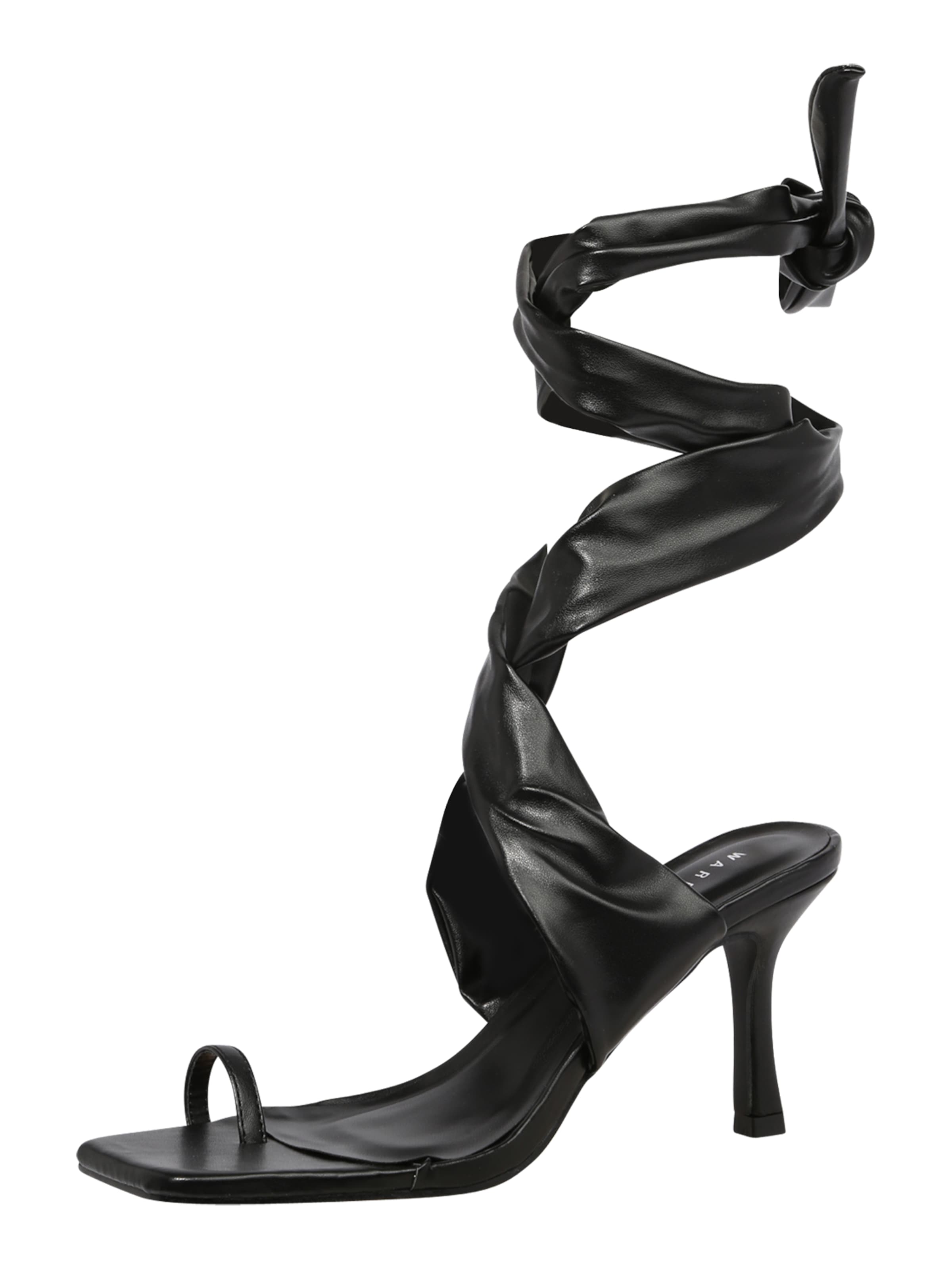 Warehouse Босоножки через палец в Черный: спереди