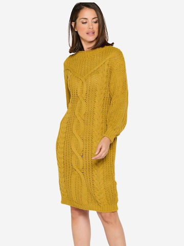 LolaLiza - Vestido de punto 'Cable' en amarillo: frente