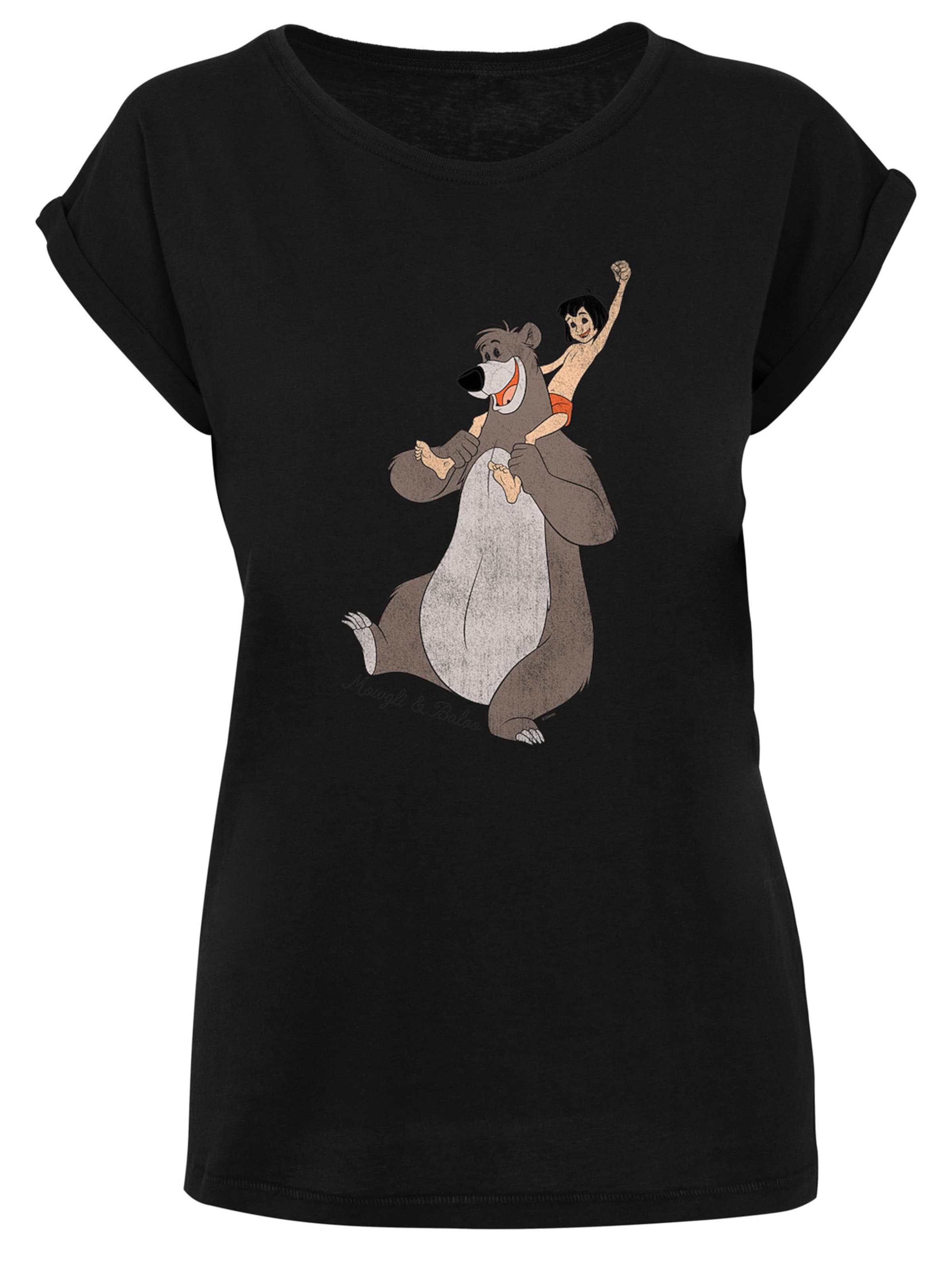 Maglietta 'Disney Jungle Book Mowgli And Baloo' di F4NT4STIC in nero: frontale
