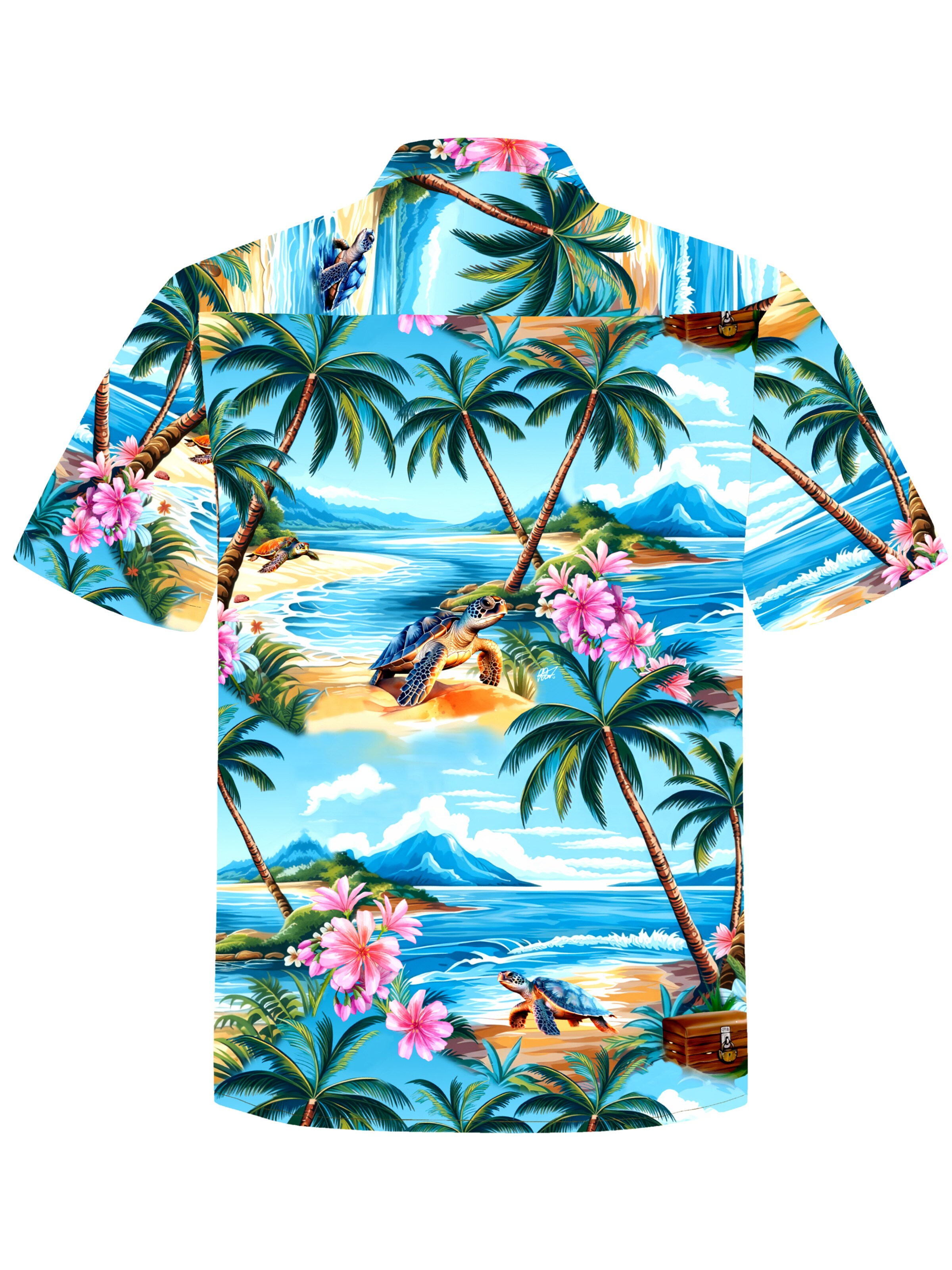 Coupe regular Chemise 'Turtle Island' Hawaiihemdshop.de en bleu