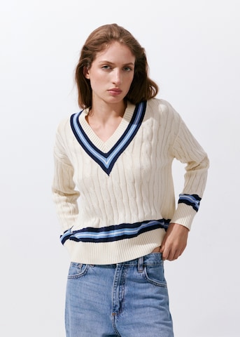 MANGO Pullover 'LEAGUE' i beige: forside