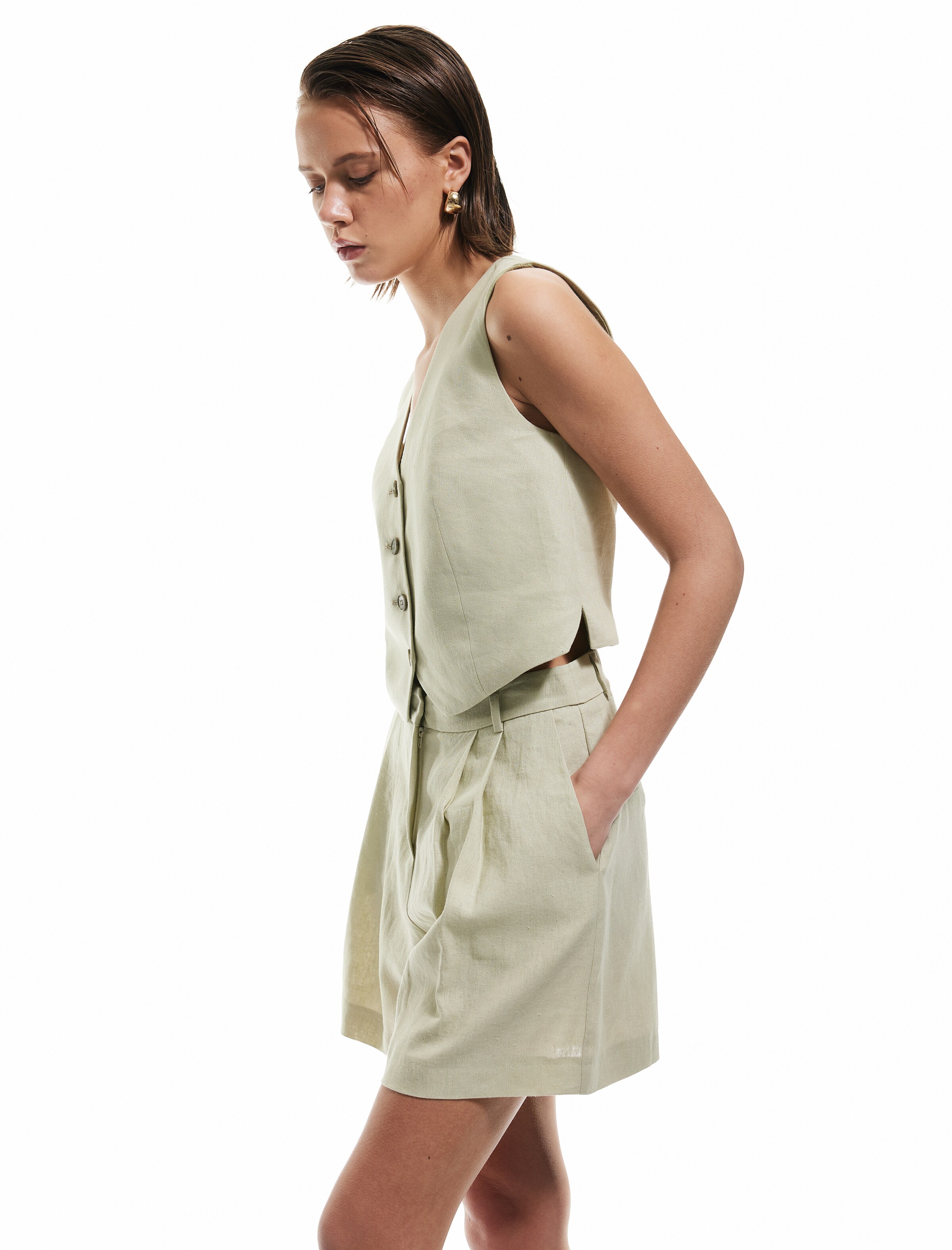 Koton Wide leg Bandplooibroek in Groen