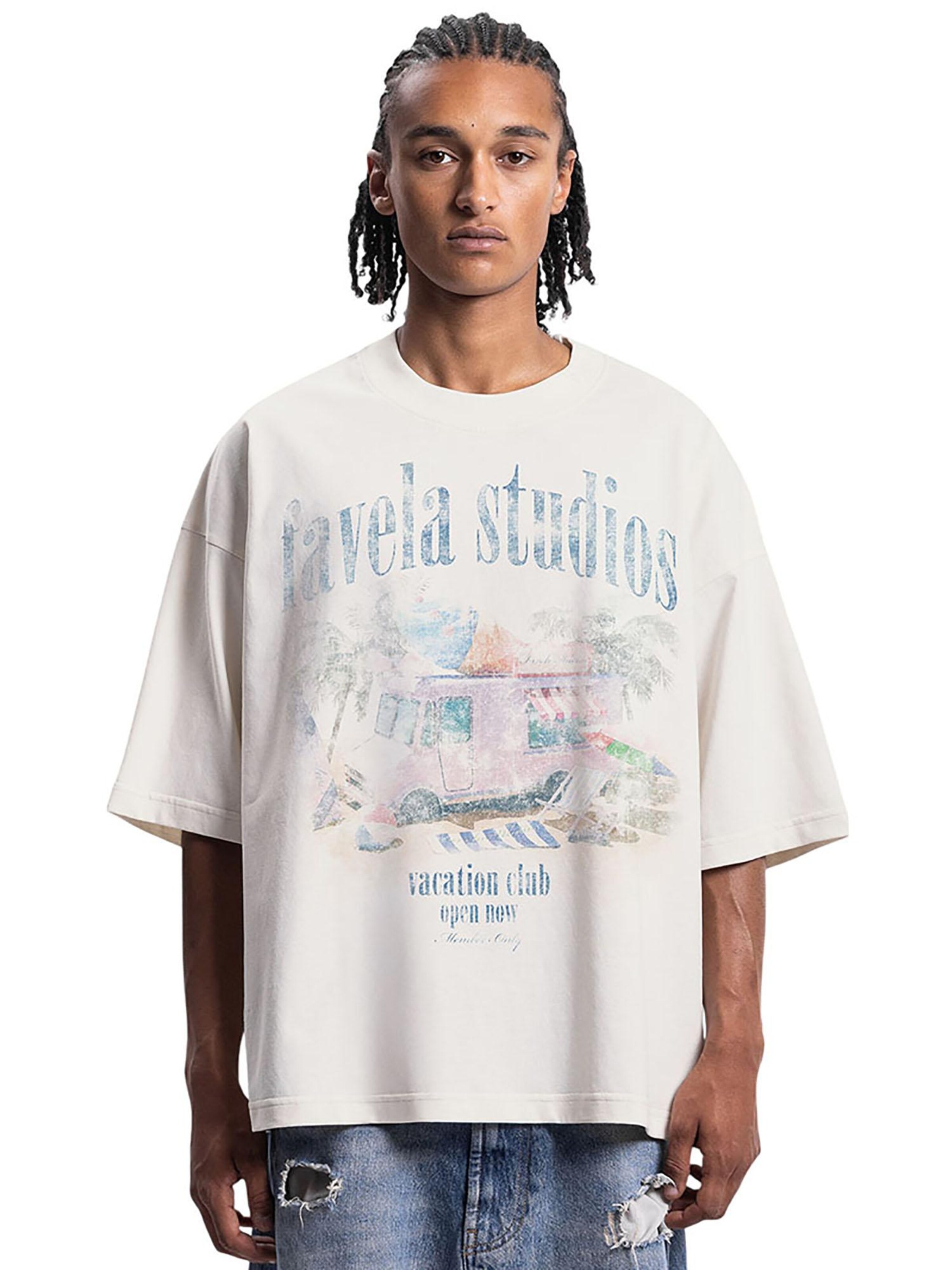 FAVELA Shirt 'Vacation Club' in Beige: front