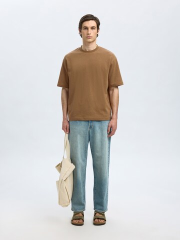 SELECTED HOMME Футболка 'SLHOSCAR' в Коричневый