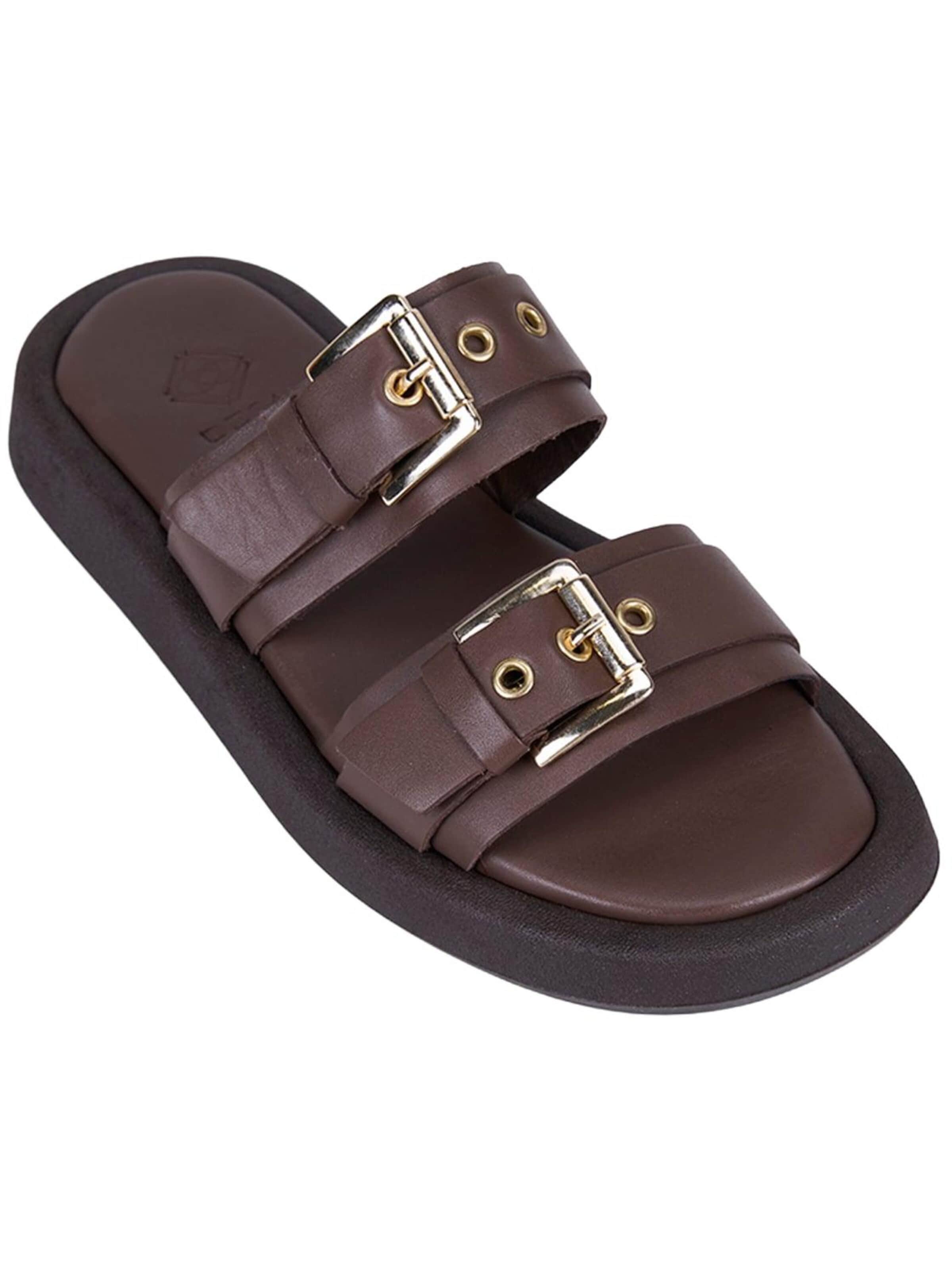 Desa Slippers 'Folien' in Brown: front