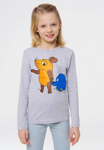 LOGOSHIRT Shirt 'Maus & Elefant' in Grau: Vorderseite