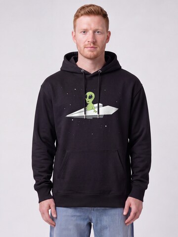 Sweat-shirt 'Alien On A Paper Plane' Watapparel en noir : devant