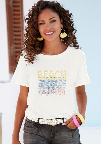 BEACH TIME Shirt in Wit: voorkant