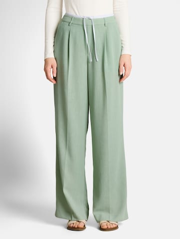 TOM TAILOR DENIM Wide leg Trousers with creases in Green: front