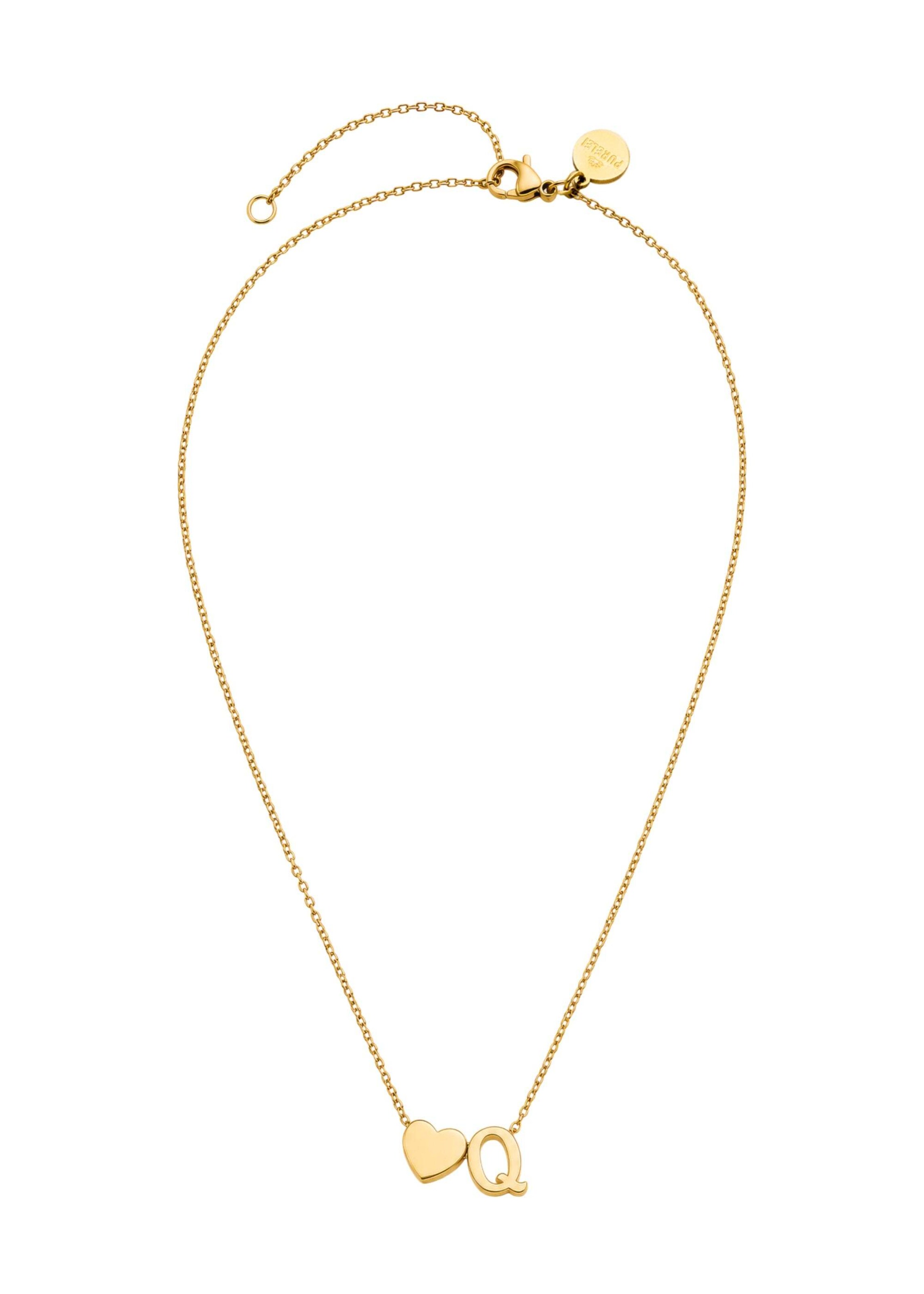 PURELEI - Cadena 'Letter Heart Q' en oro: frente