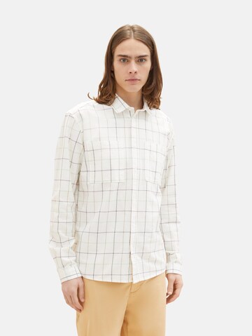 TOM TAILOR DENIM Comfort Fit Skjorte i hvid: forside