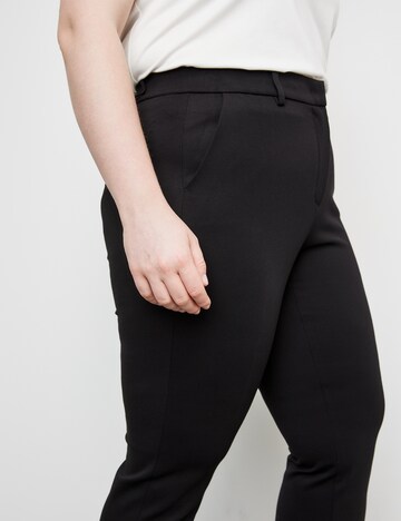 SAMOON Regular Trousers with creases 'Greta' in Black