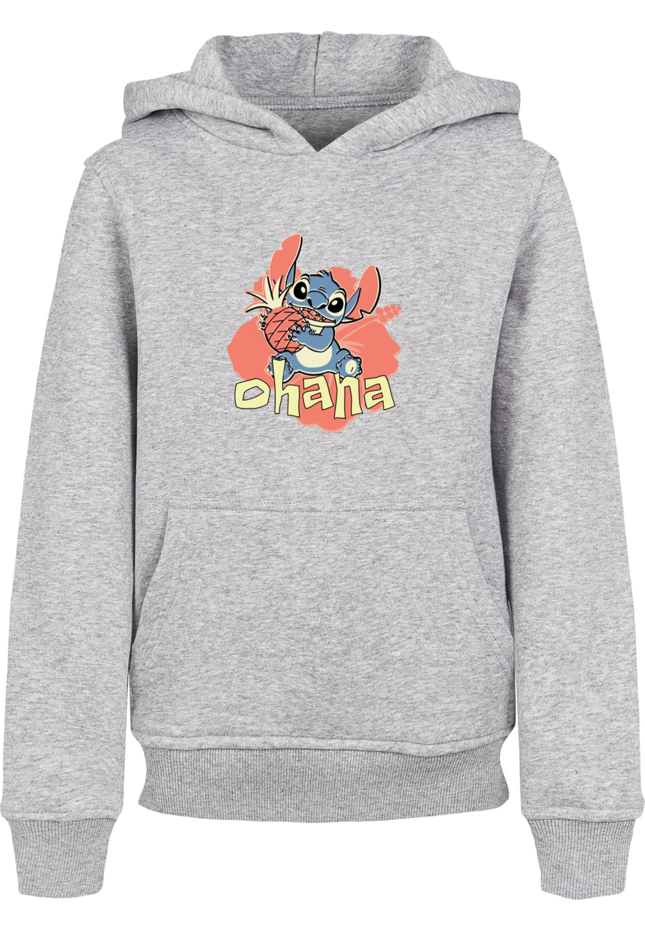 ABSOLUTE CULT Sweatshirt 'Lilo And Stitch - Ohana Pineapple' in Grijs: voorkant