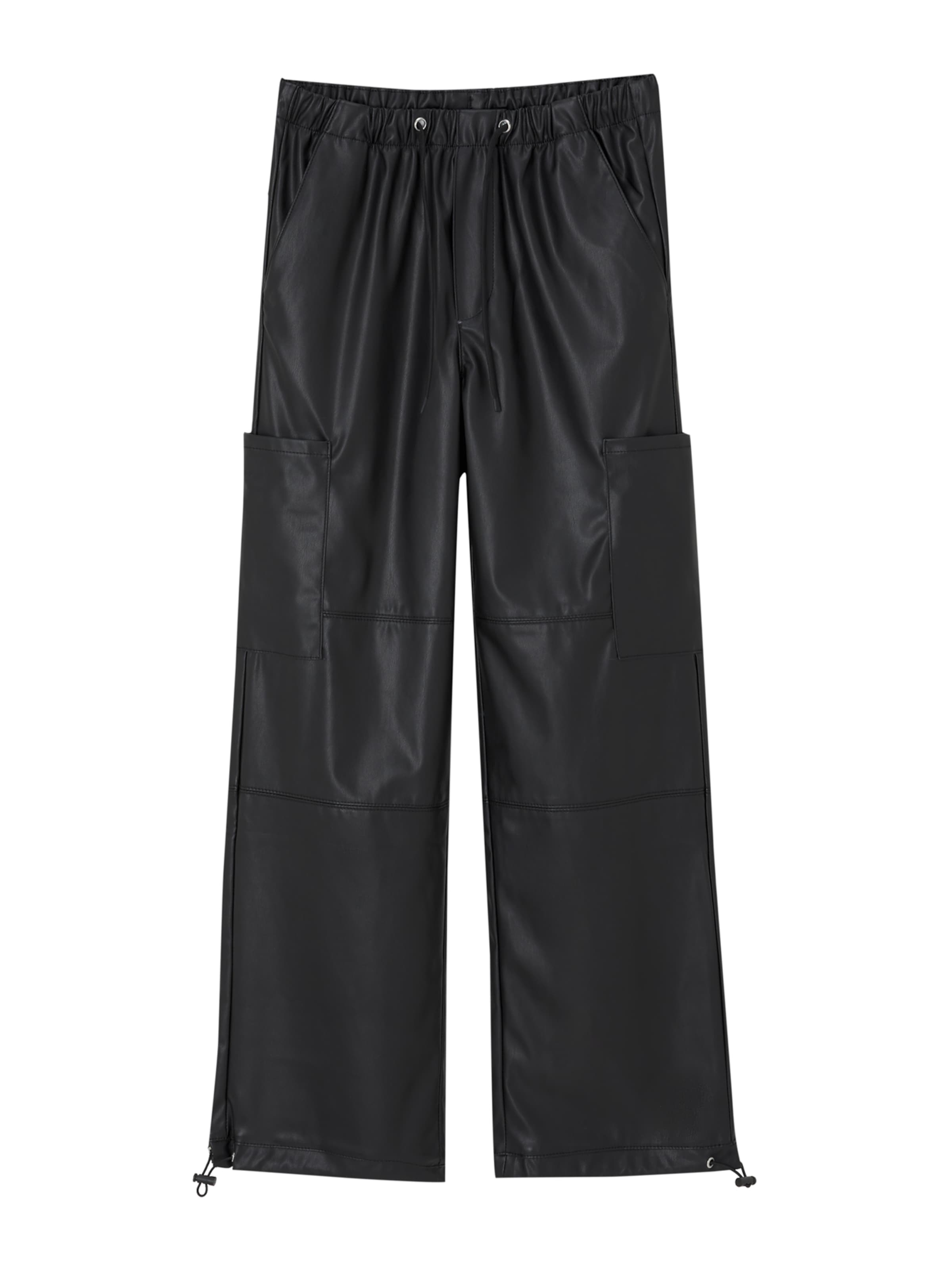 Pull&Bear Loosefit Cargobyxa i svart: framsida