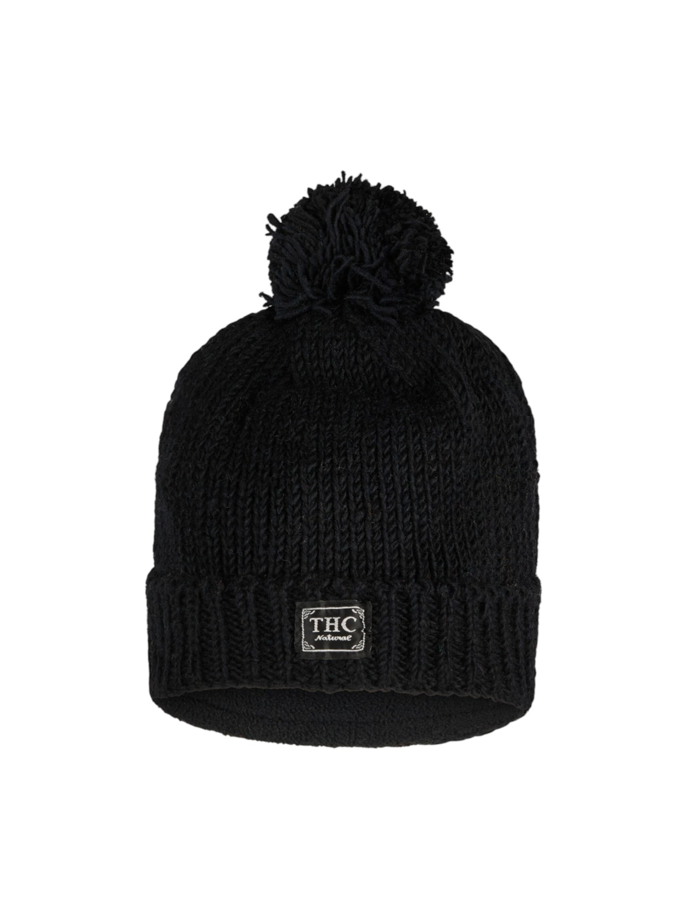 THC Natural Line Beanie 'THC 721' in Black: front