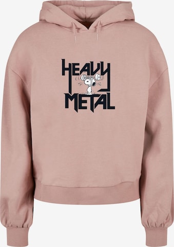 Merchcode Sweatshirt 'Peanuts - Heavy Metal' in Roze: voorkant
