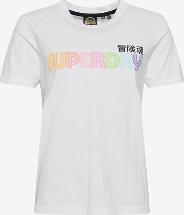 Superdry T-shirt 'Vintage Retro Rainbow' i vit: framsida