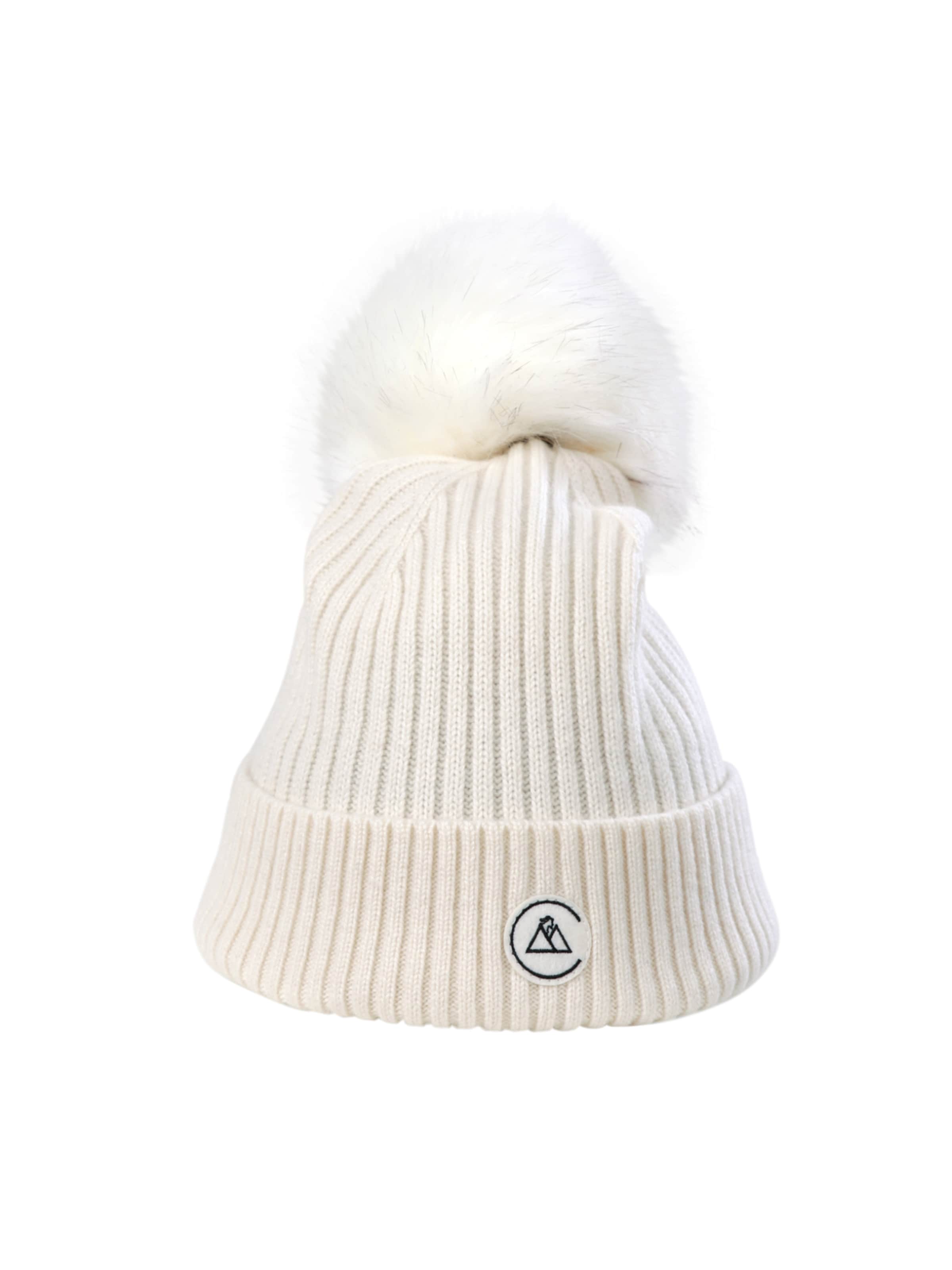 Berretto di CASH-MERE.CH in bianco: frontale