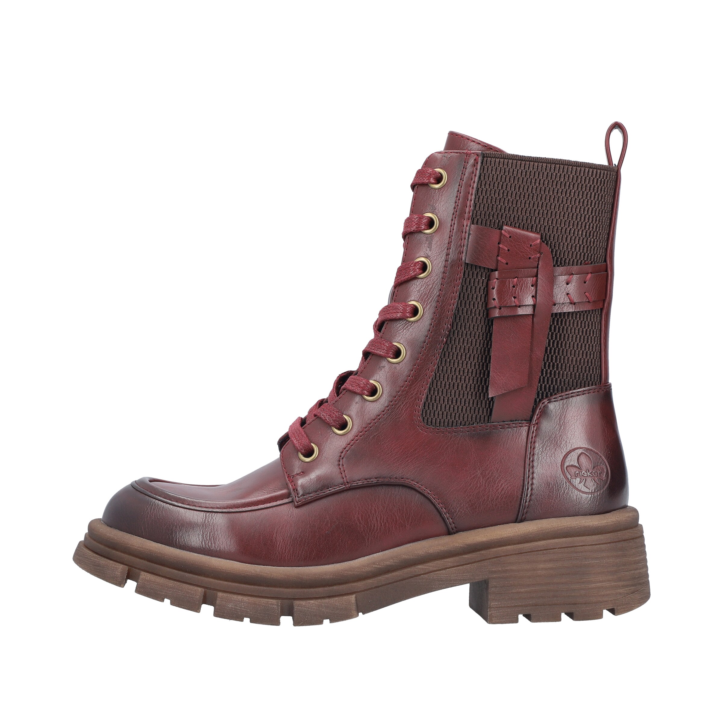 Rieker Lace-Up Ankle Boots in Red