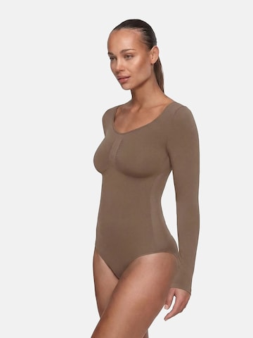 cfab (formerly creamy fabrics) Shapingbody 'Bodysuit Sculpting Shapewear Longsleeve mit Slip' in Bruin