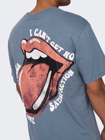 Only & Sons Shirt 'ROLLING STONES' in Blue