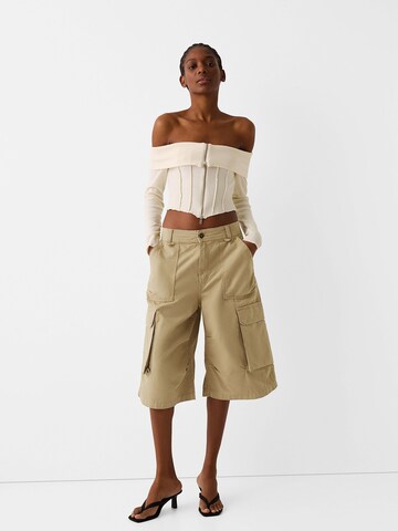 Bershka Wide leg Cargo trousers in Brown