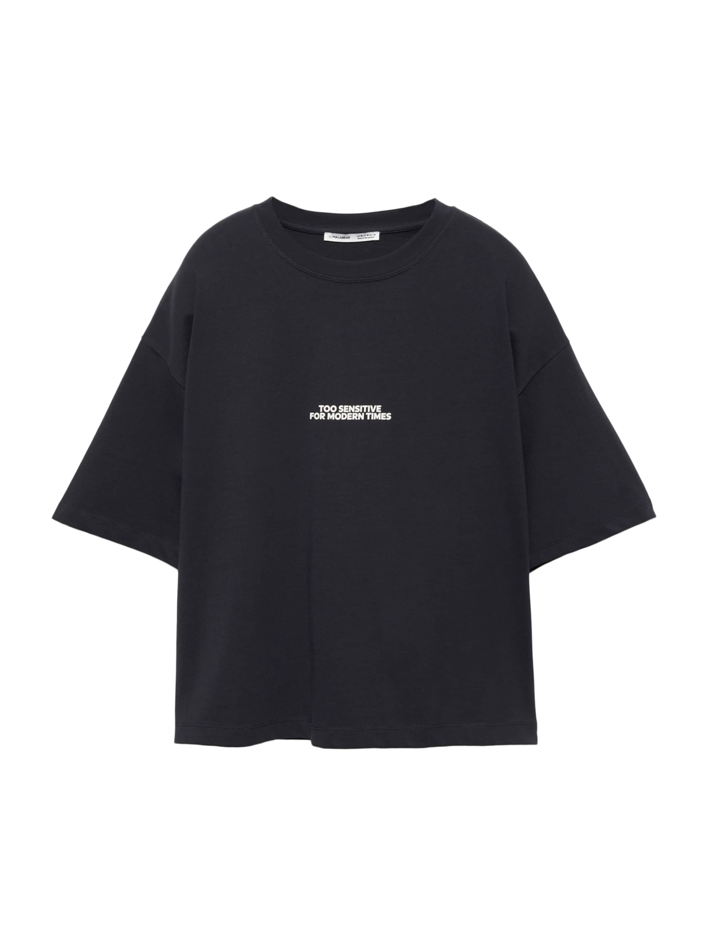 Pull&Bear T-Shirt in blau / dunkelblau / weiß, Produktansicht