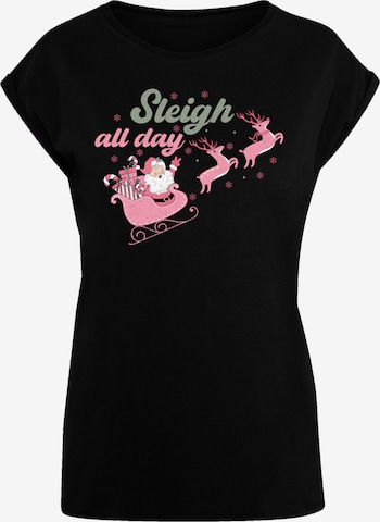 T-shirt 'Christmas Sleigh all day Santas Reindeers' F4NT4STIC en noir : devant