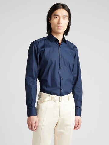 HUGO Red Slim fit Button Up Shirt 'Koey' in Blue: front