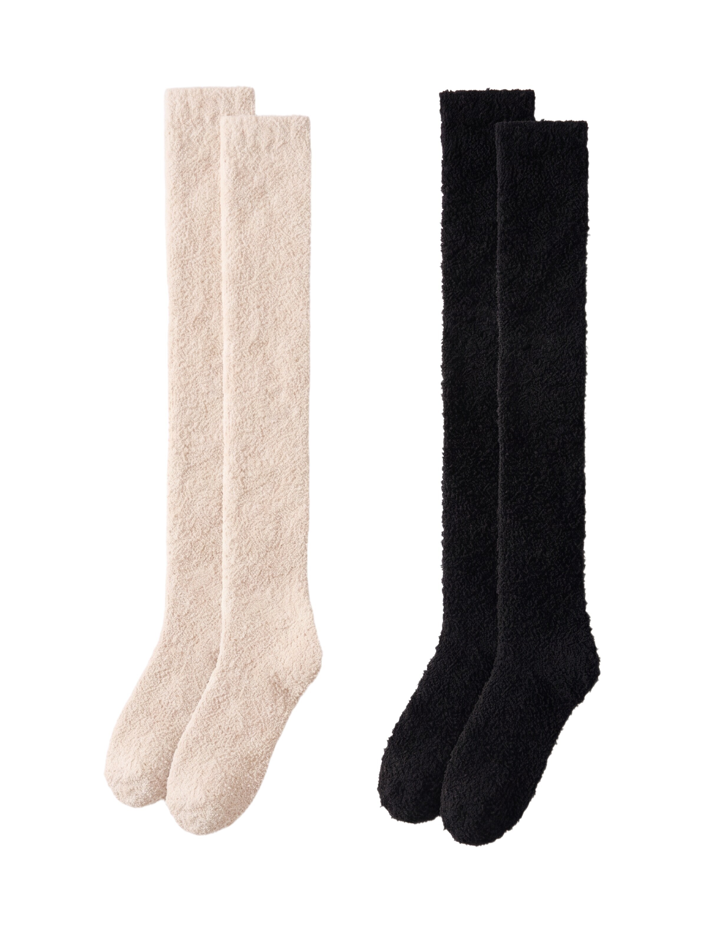 BONVERANO Over the Knee Socks in Beige: front