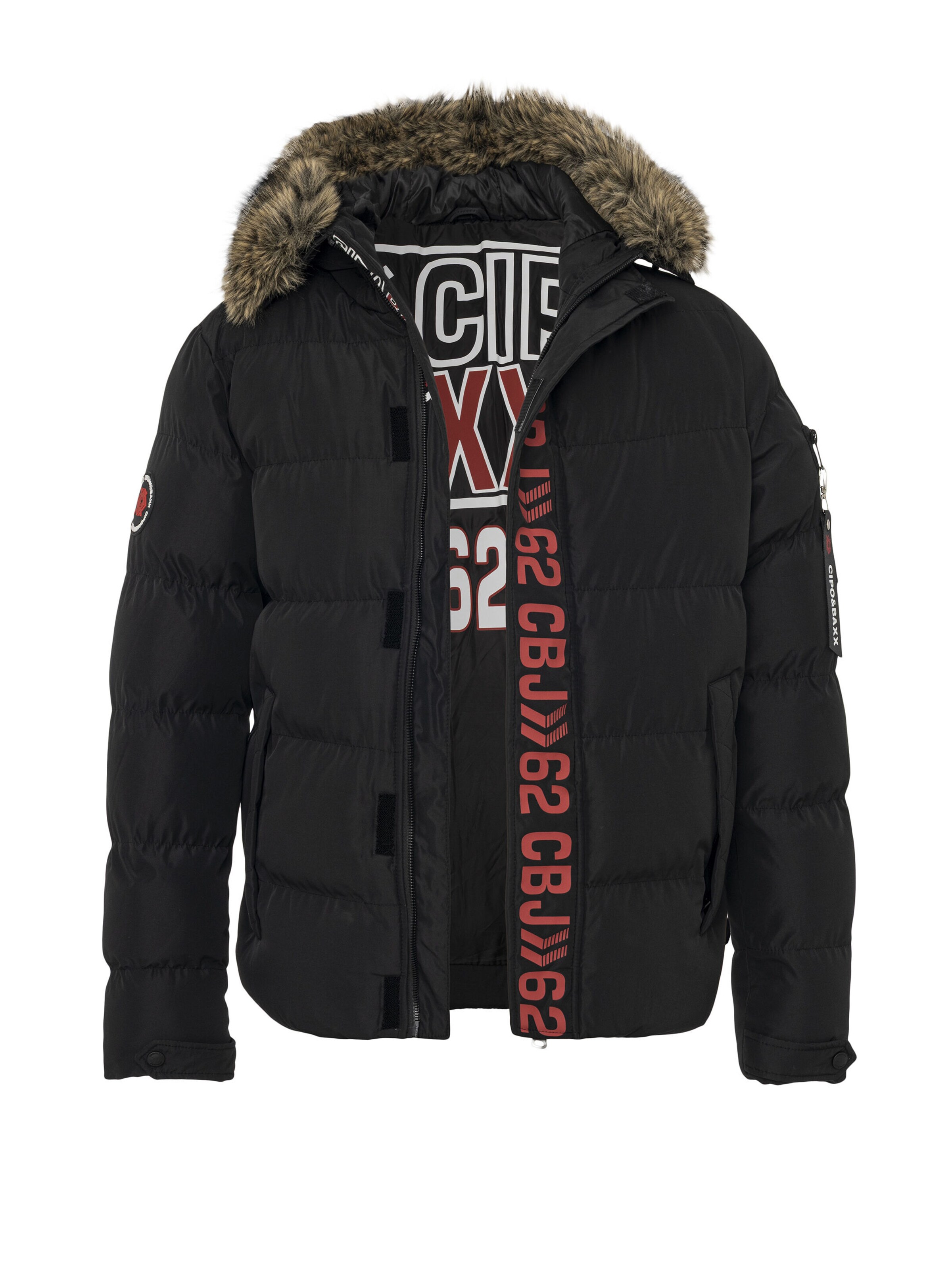 CIPO & BAXX Winterjas 'CM227 ' in Zwart: voorkant