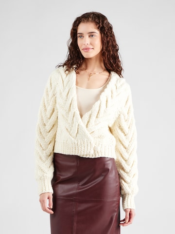 VILA ROUGE EDIT Strikkejakke 'VISENNE' i beige: forside