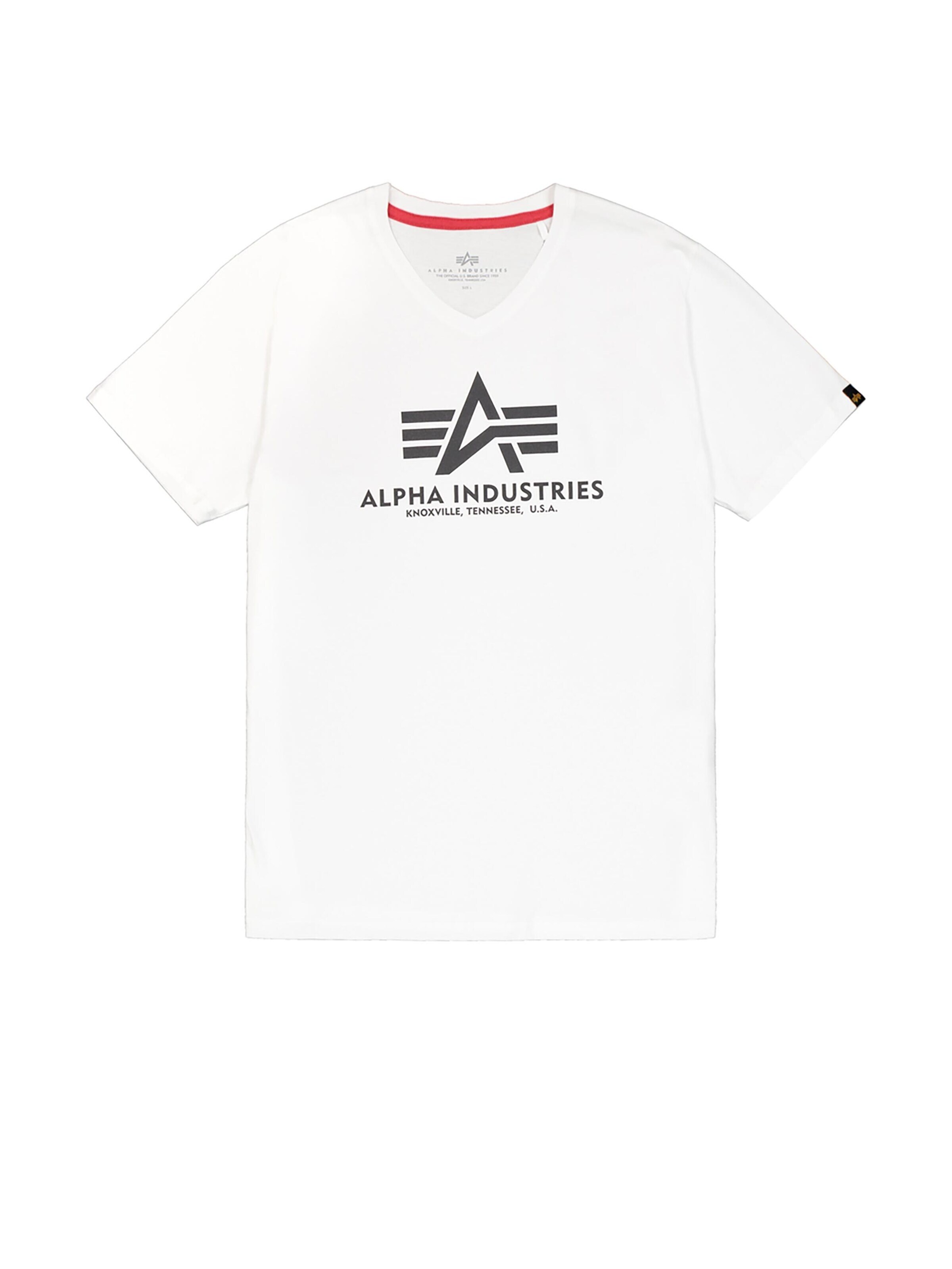 ALPHA INDUSTRIES Shirt 'Basic V-Neck'‌‌‌ in Weiß: Vorderseite