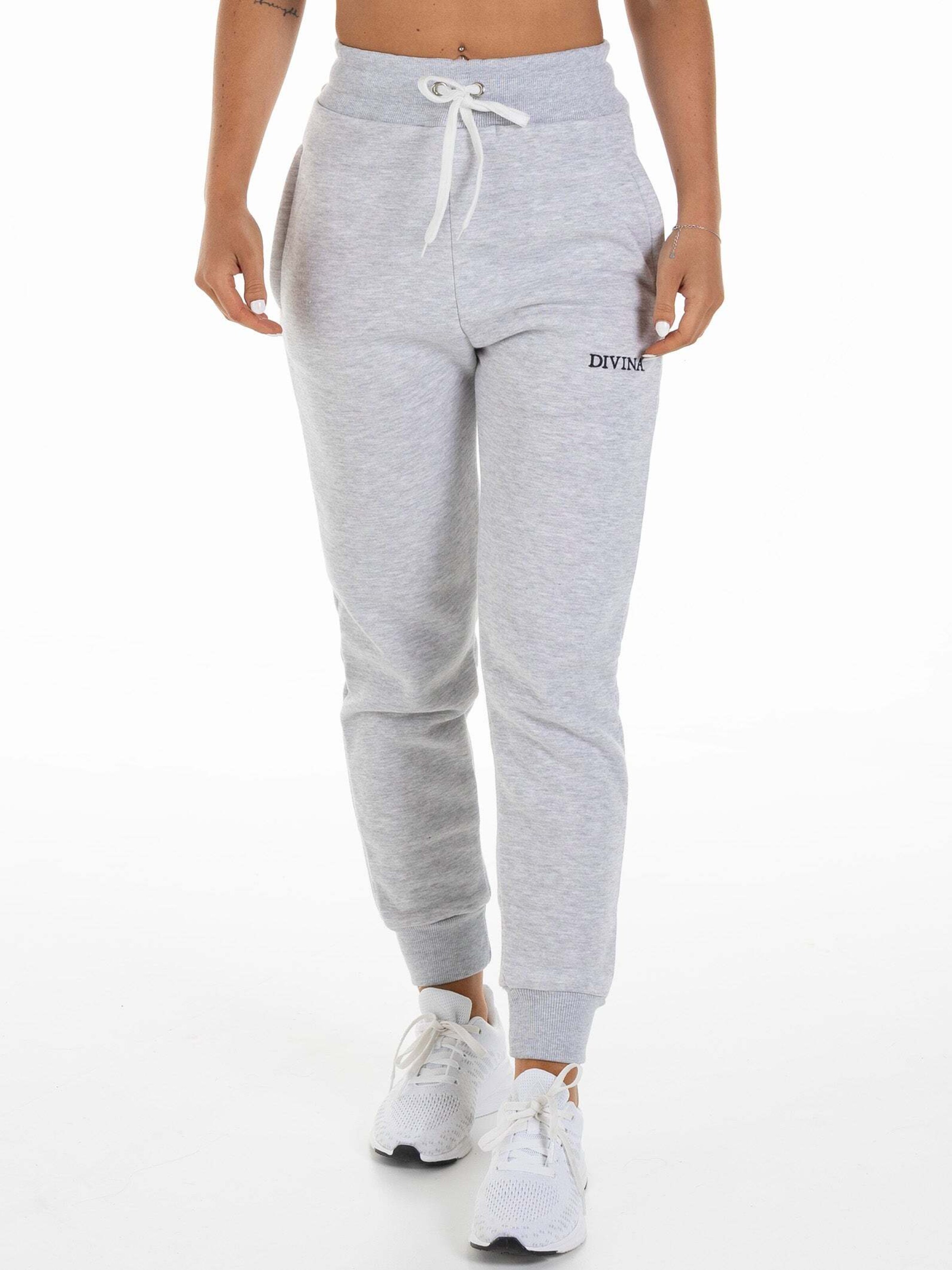 Divina Tapered Broek 'Comfy' in Grijs: voorkant