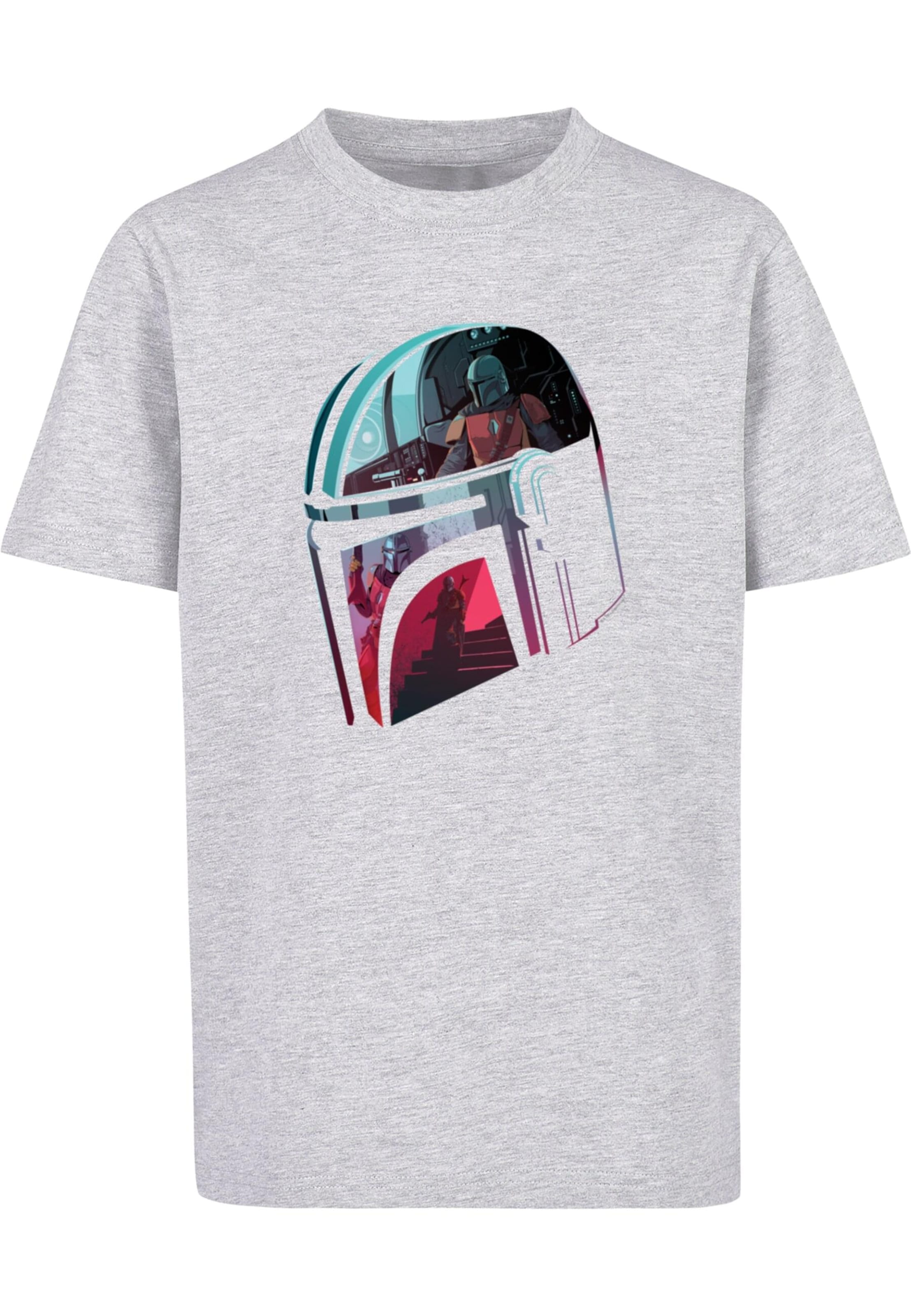 T-Shirt 'Star Wars - Mandalore Helmet Reflection' ABSOLUTE CULT en gris : devant